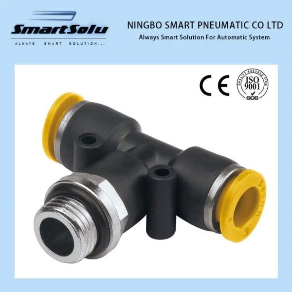 G-threaded สามทางพลาสติกนิวเมติกฟิตติ้ง